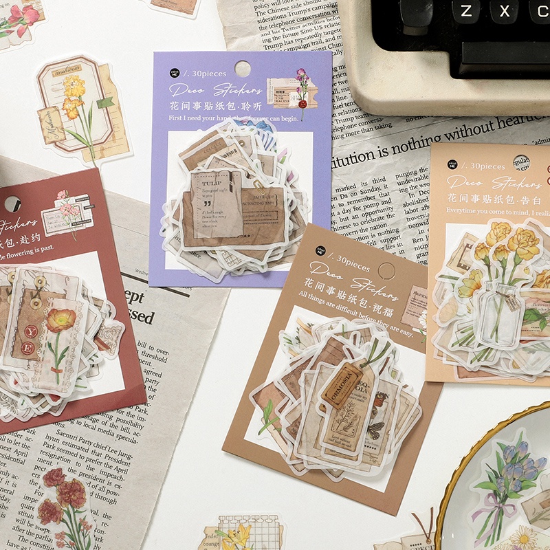 Bouquet flowers and poems sticker label set | Shopee Philippines