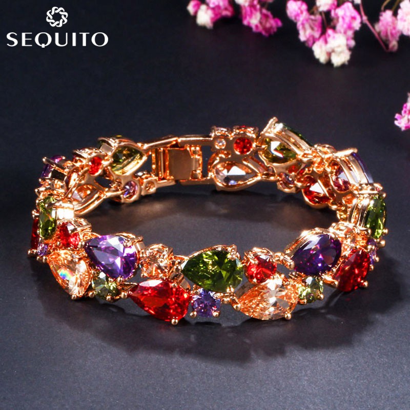 Fashion Style Luxury Yellow Gold Color Wide Bracelet Mona Lisa Colour ...