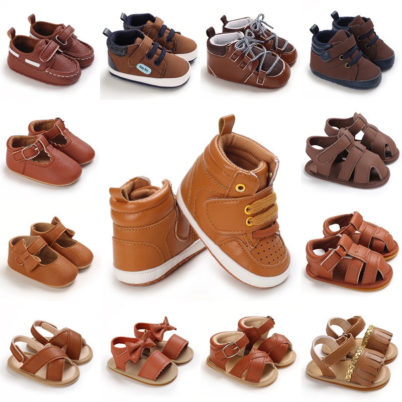 Brown Baby Shoes Christening Toddler Boy Shoes Soft Sole Newborn Birthday Infant for Baby Girl