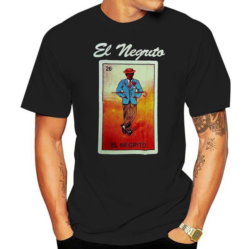 Good Design Pattern Mexican Loteria El Negrito Black Men Tshirt Casual Tee Fashion Outwear