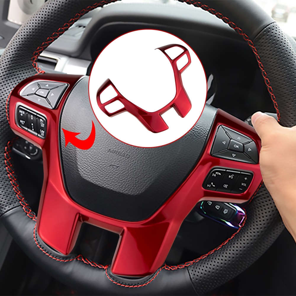 Abs Piano Red Car Steering Wheel Cover Sticker Trim Refit for Ford ...