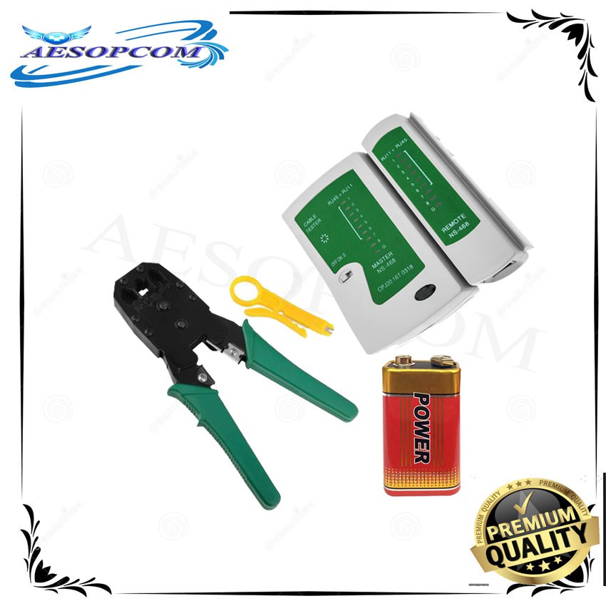 Crimping Tool and Wire Stripper LAN Tester Set w/ 9V Battery Shopee