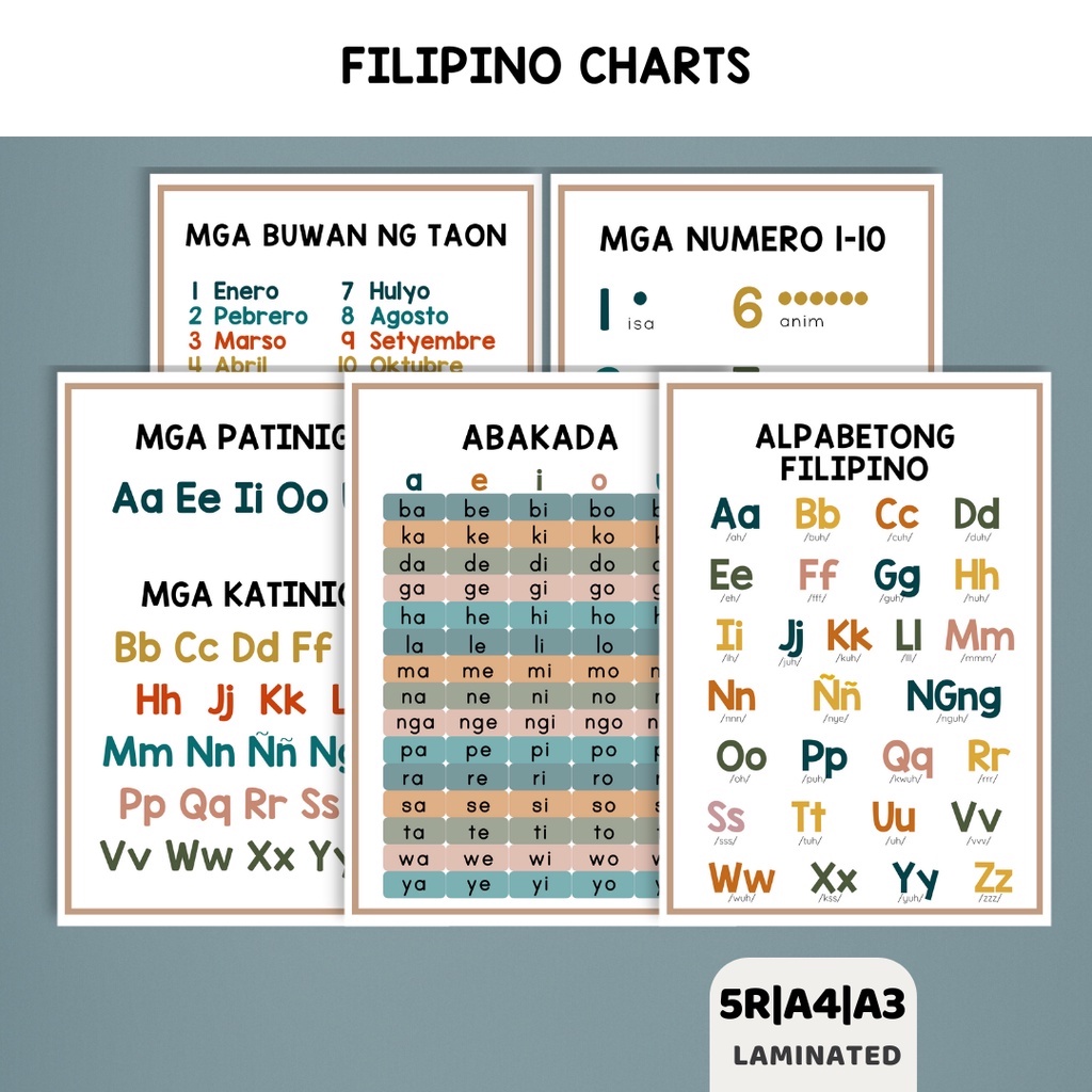 Alpabetong Filipino Abakada 5ra4a3 Size Minimalist Educational Charts Shopee Philippines 2136