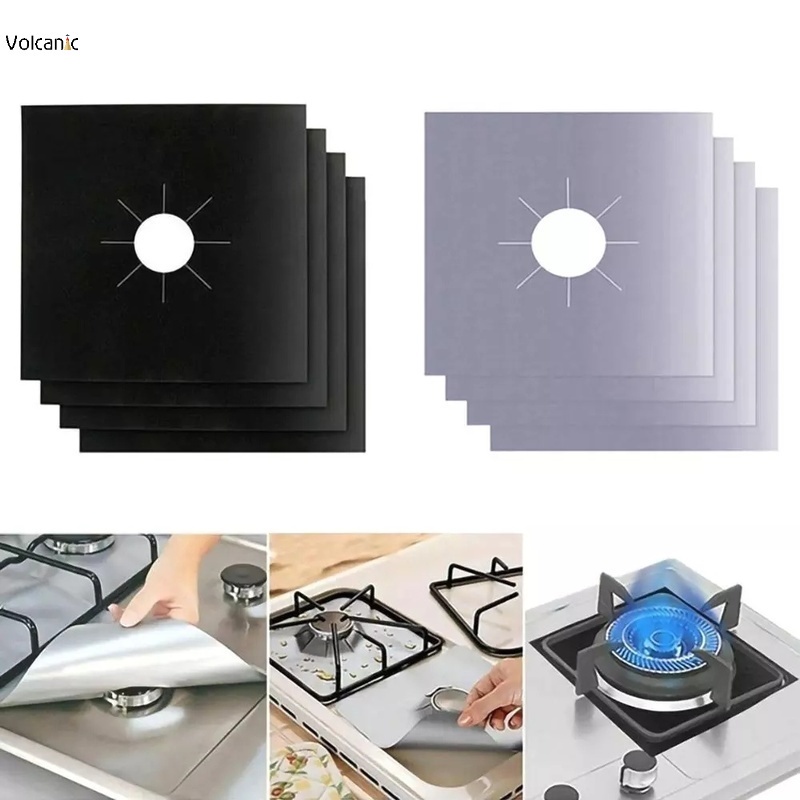 10Pcs/Set Thickened Aluminum Foil Square Round Stove Burner Cover Gas Oven  Cover for Top Gas Stove Liners Oil Proof Cleaning Pad - AliExpress