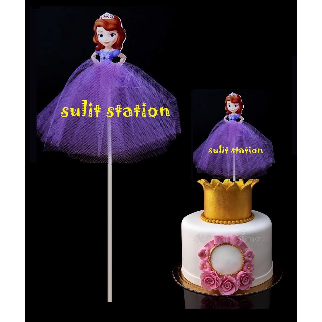 SOFIA THE FIRST GOWN CAKE cupcake STRAW STICK TOPPER party decoration ...