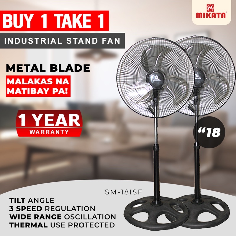 BUY 1 TAKE 1!! Mikata SM18ISF Industrial Stand Fan Electric Fan 18inch 3 Blades Metal Blades