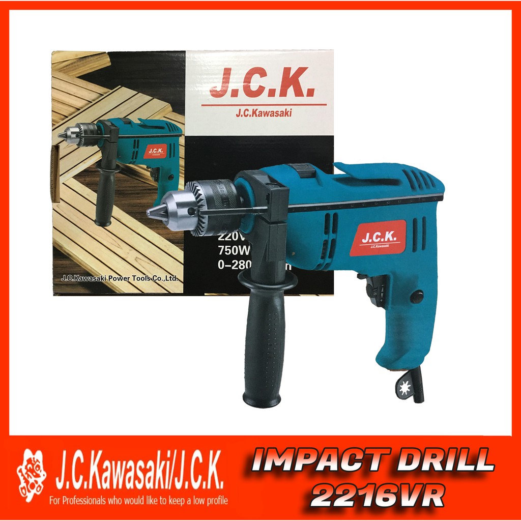 JC Kawasaki Impact Drill Mod. 2216VR OR Mod. 2216VRB with PVC Case