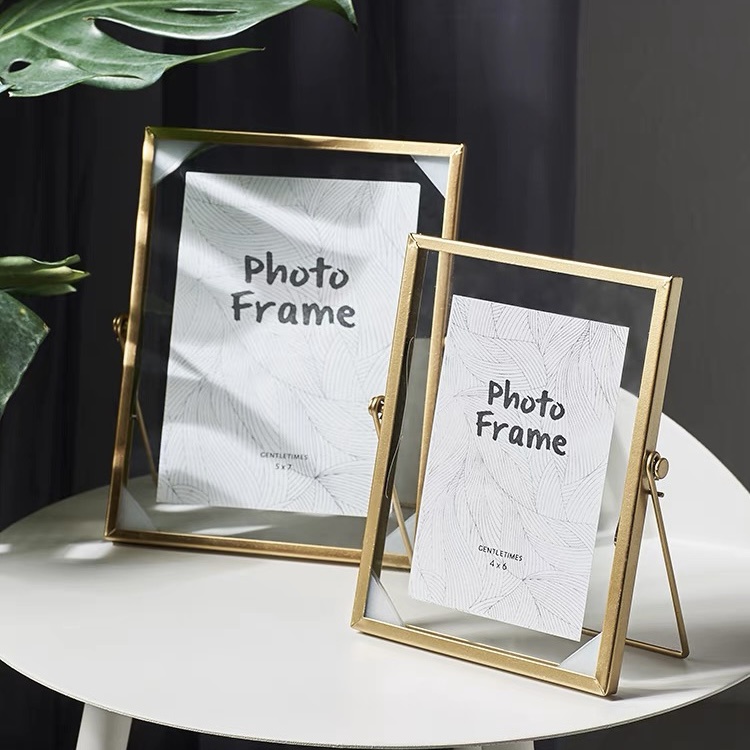Gold Nordic Minimalist Picture Photo Frame Portrait Metal Desk Stand ...