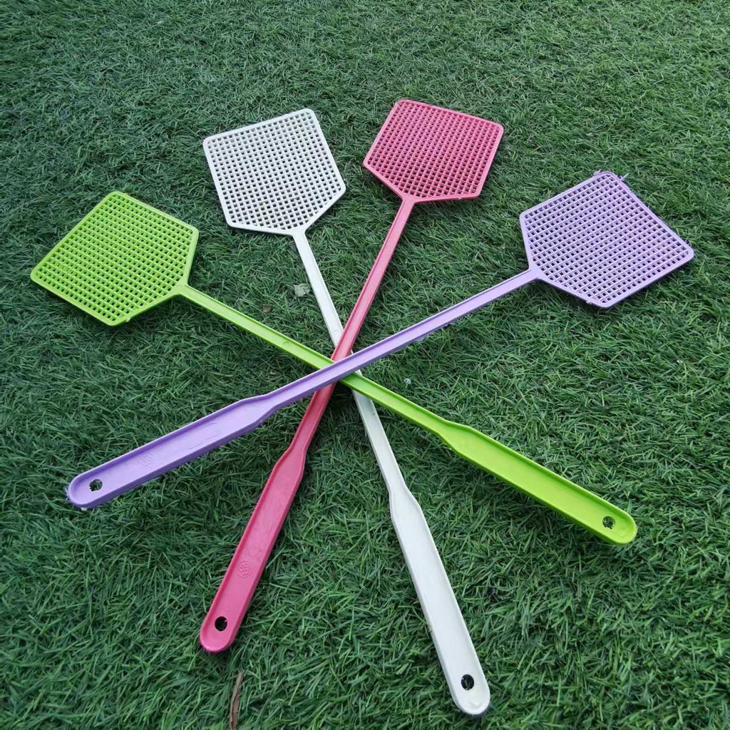 COD Plastic fly swatter mosquito swatter Manual mesh surface long handle fly swatter Shopee