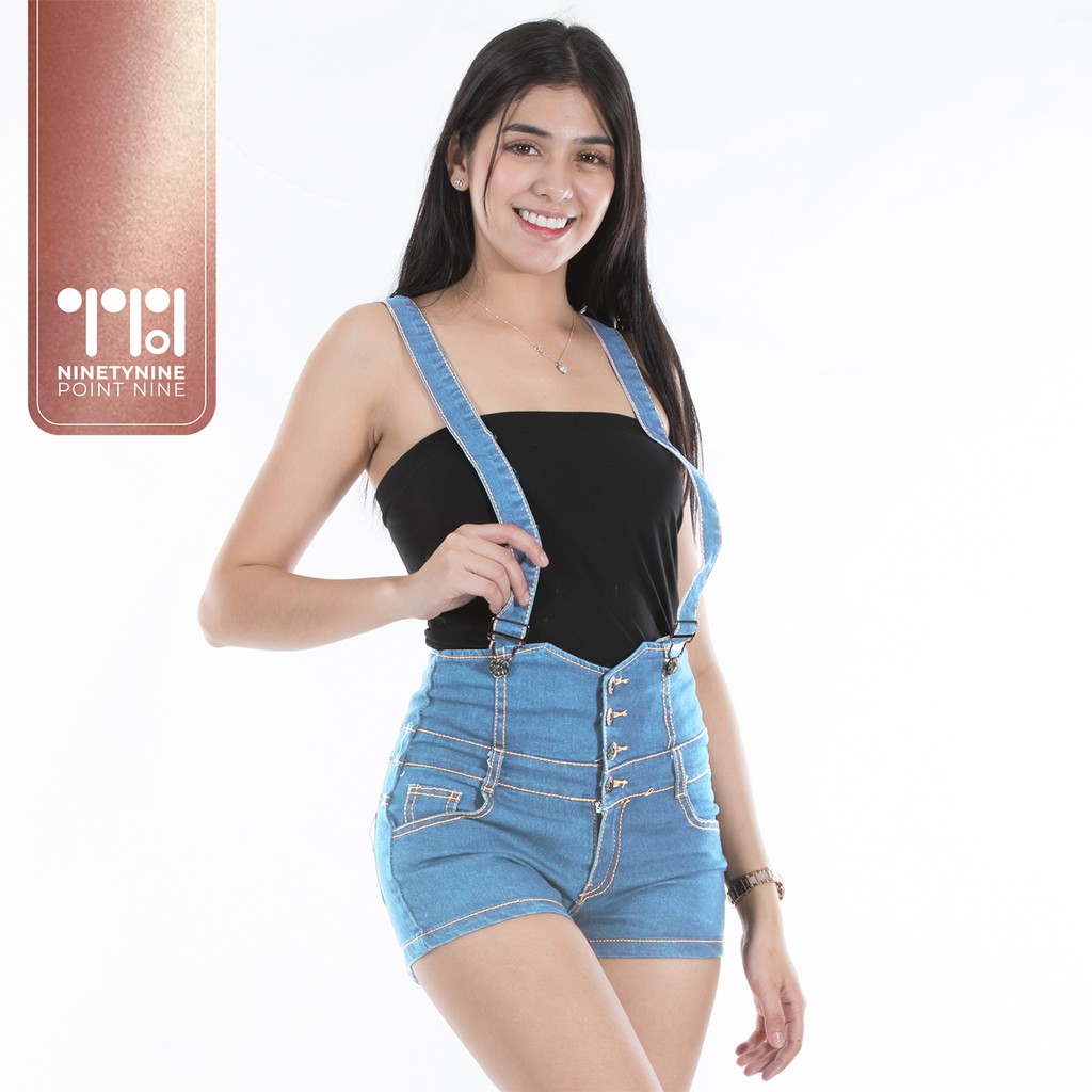 Denim jumper shorts for women hotsell