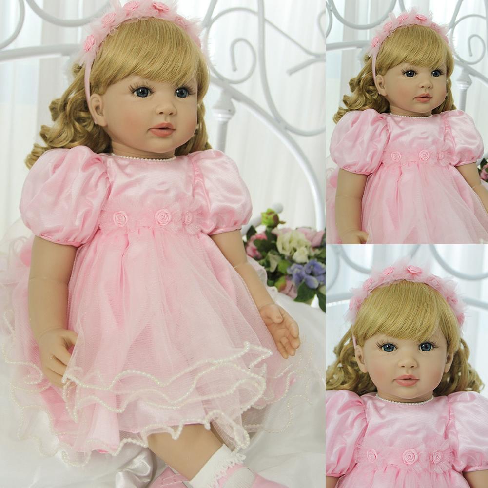 24 Inche 60cm Reborn Doll Princess Baby Girl Blonde Curly Hair Reallife ...