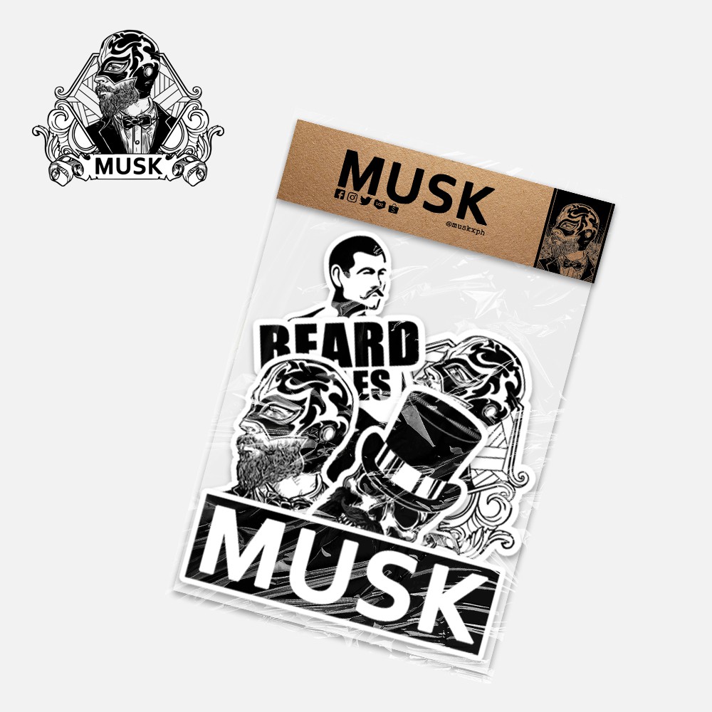 MUSK Black & White Classic Logo Stickers 6-Pack | Shopee Philippines
