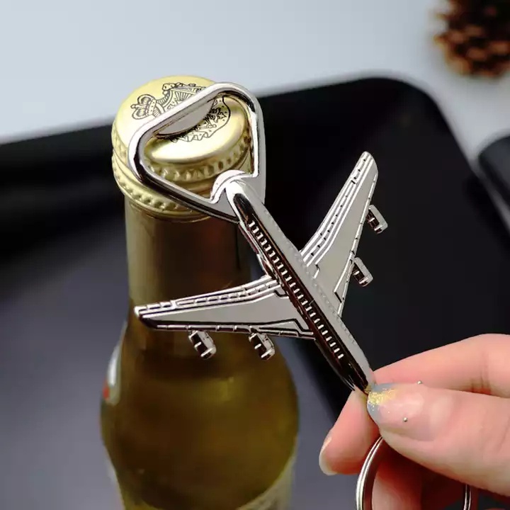Metal Silver Rose Gold Color Bar Airplane Key Chain Beer Bottle Opener ...