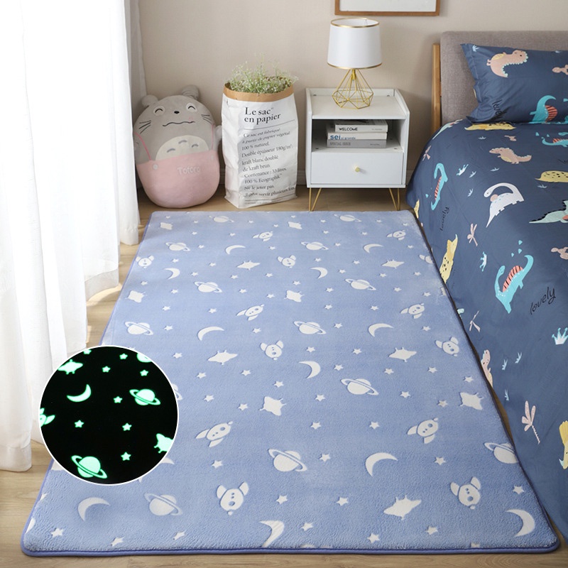3D Carpet Glow in the Dark Fluffy Rug Luminous Bed Room Anti-slip Floor ...