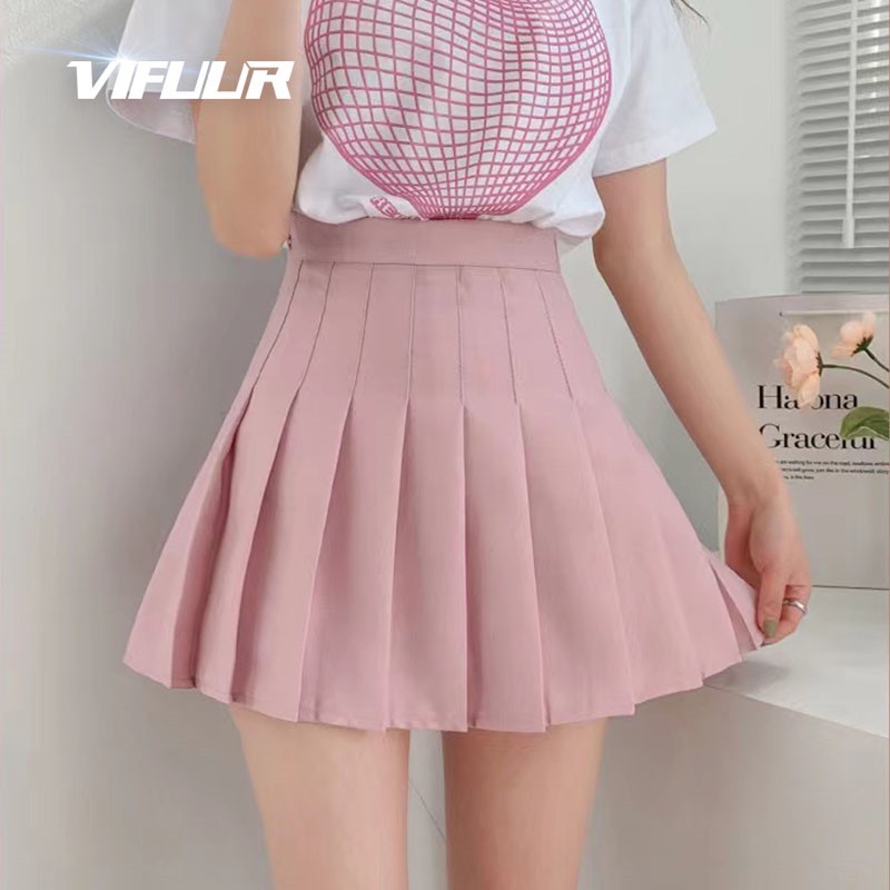 VIFUUR Korean Fashion Skirt High Waist Skirt Slim Pleated Skater Tennis ...