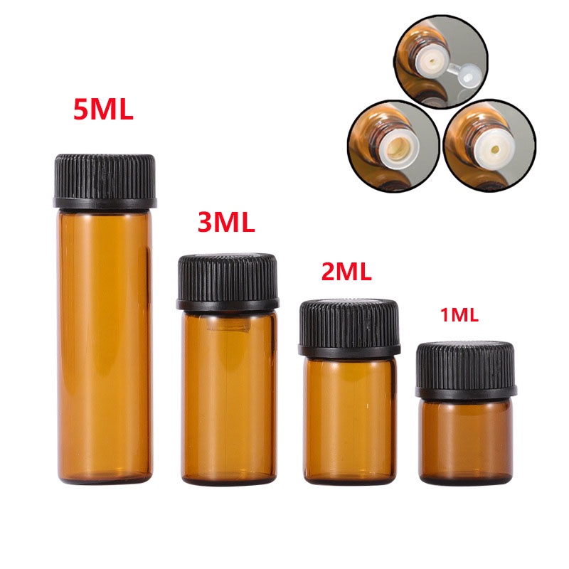 1pc Empty Amber Glass Essential Oil Bottle Laboratory Test Tube Glass