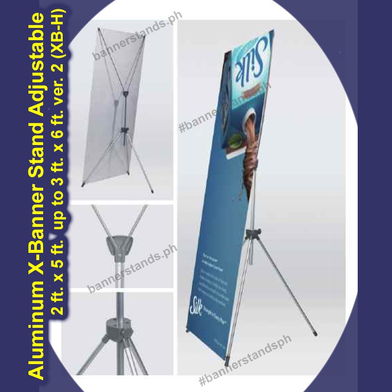Aluminum Adjustable X Banner Stand 2ft x 5ft up to 3ft x 6ft Flexi