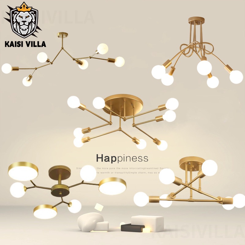 Nordic gold chandelier ceiling light modern design living room center
