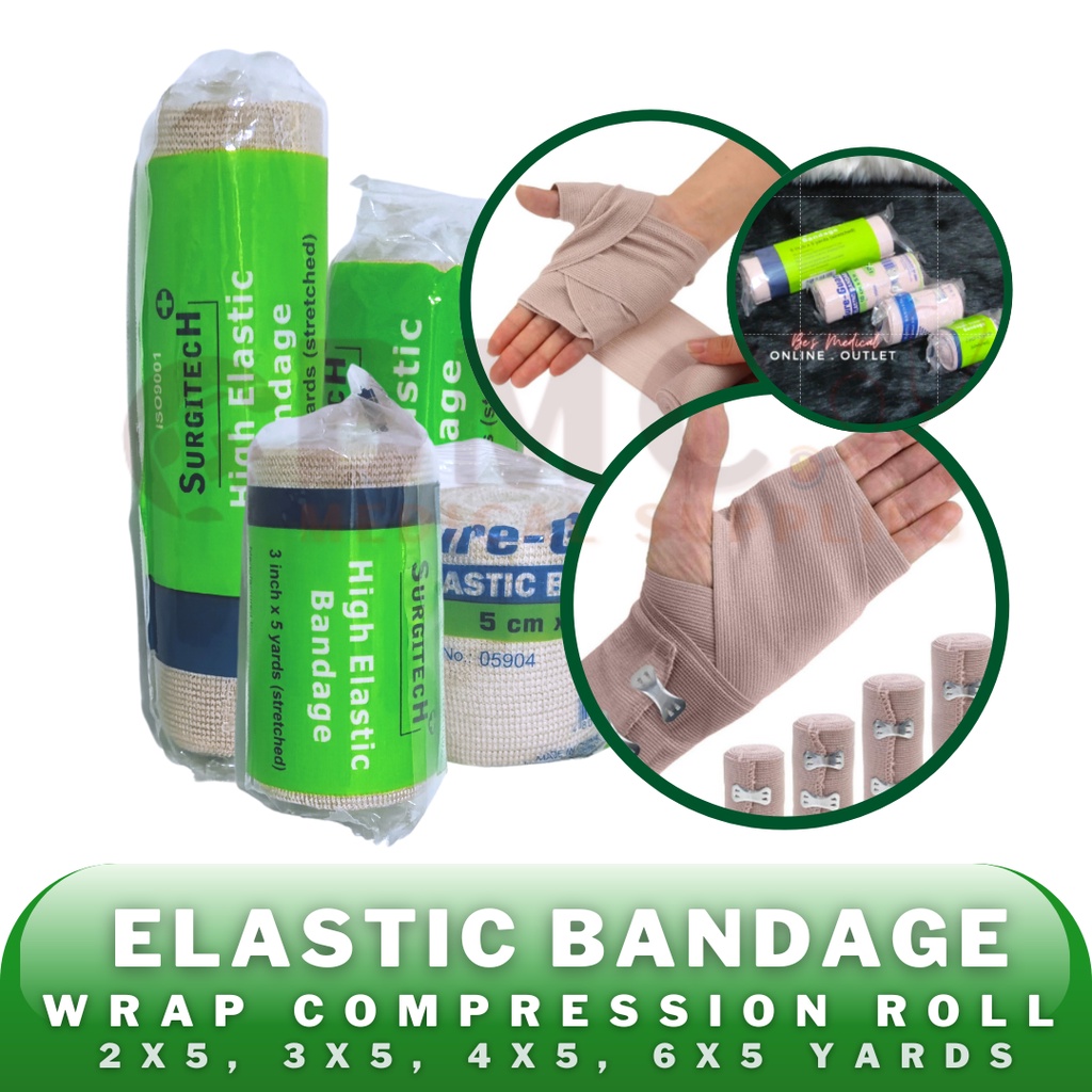 Elastic Bandage | Bandage Wrap Compression Roll (2, 3, 4 & 6 x 5 ...
