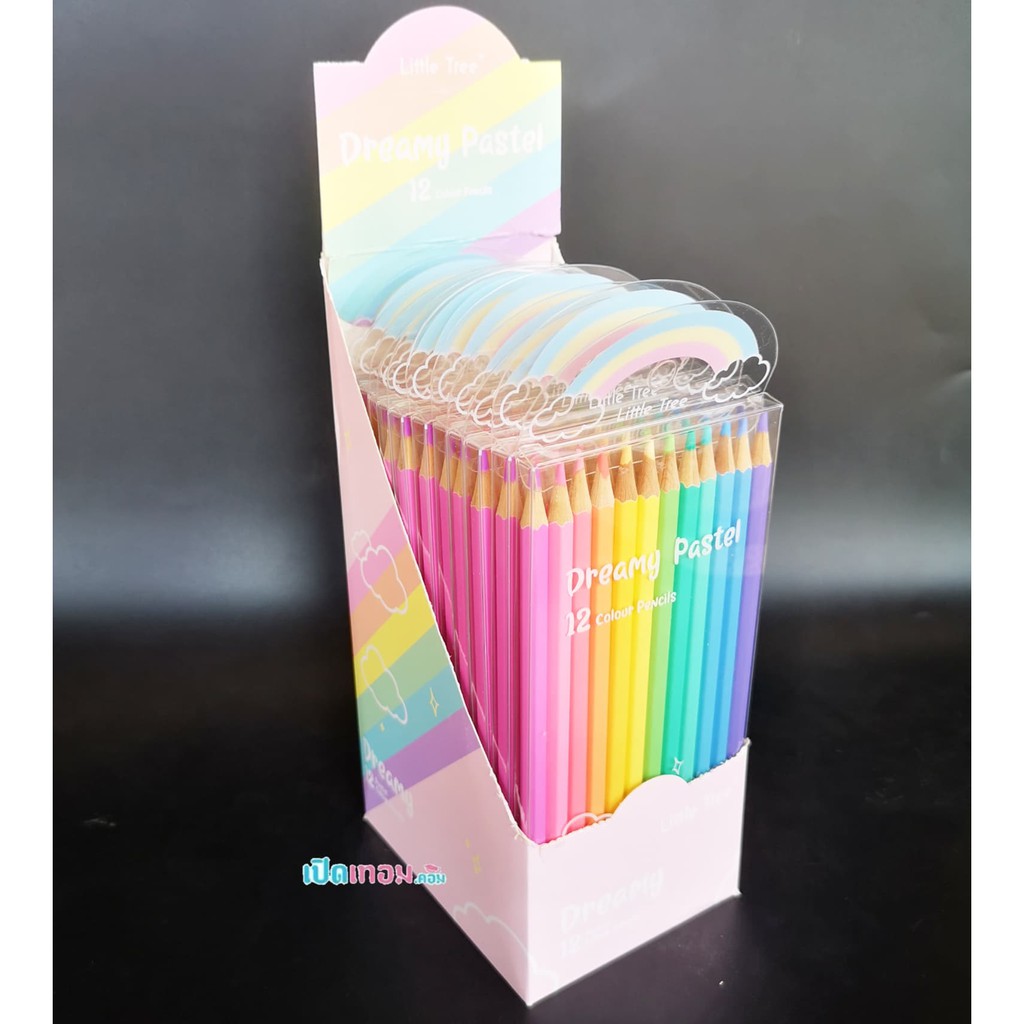 12 Long Wooden Colors Box Little Tree Dreamy Pastel Qn Model511209-E ...