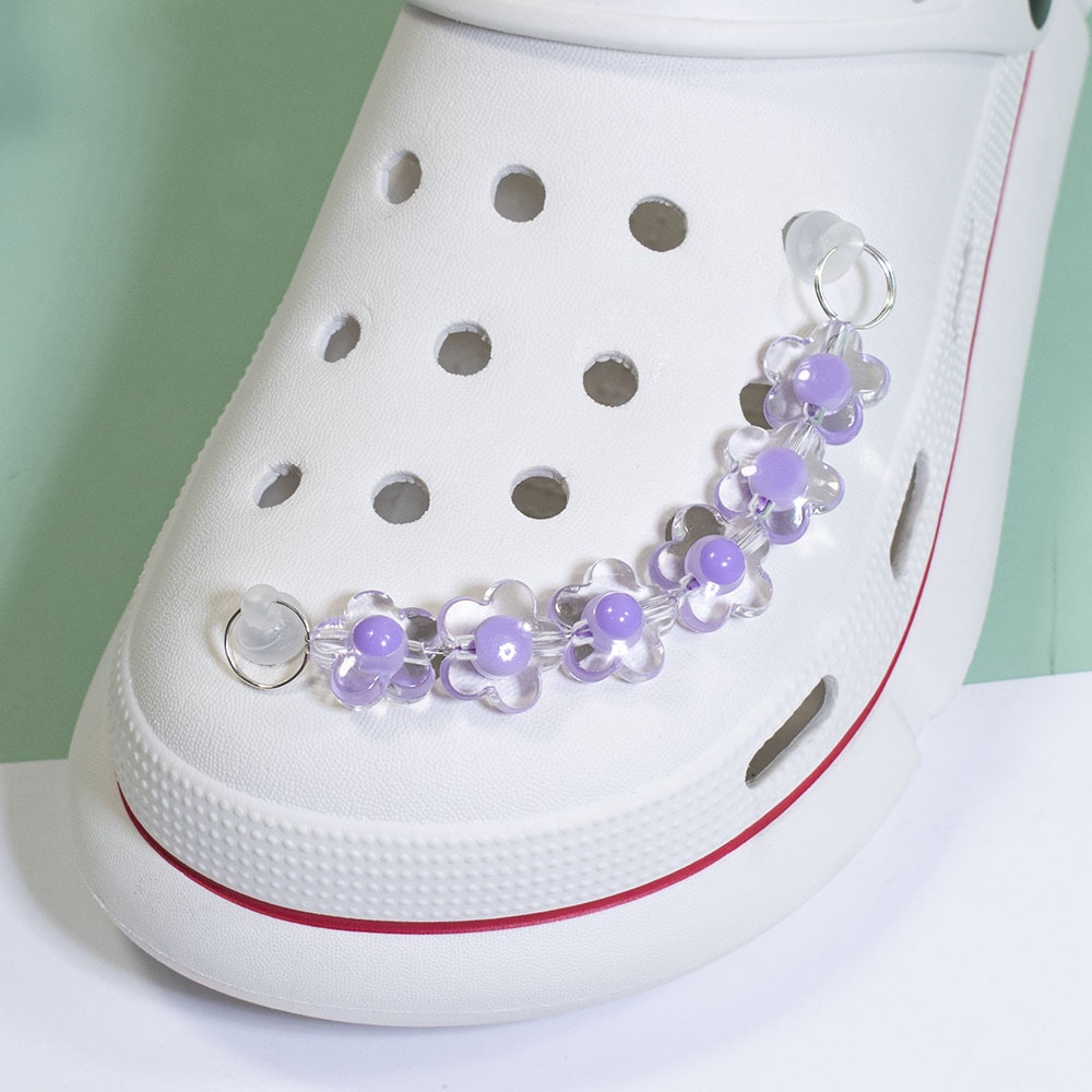 Korean Crystal Heart Jibbitz Chain Rhinestones Croc Jibbits Charm Beans