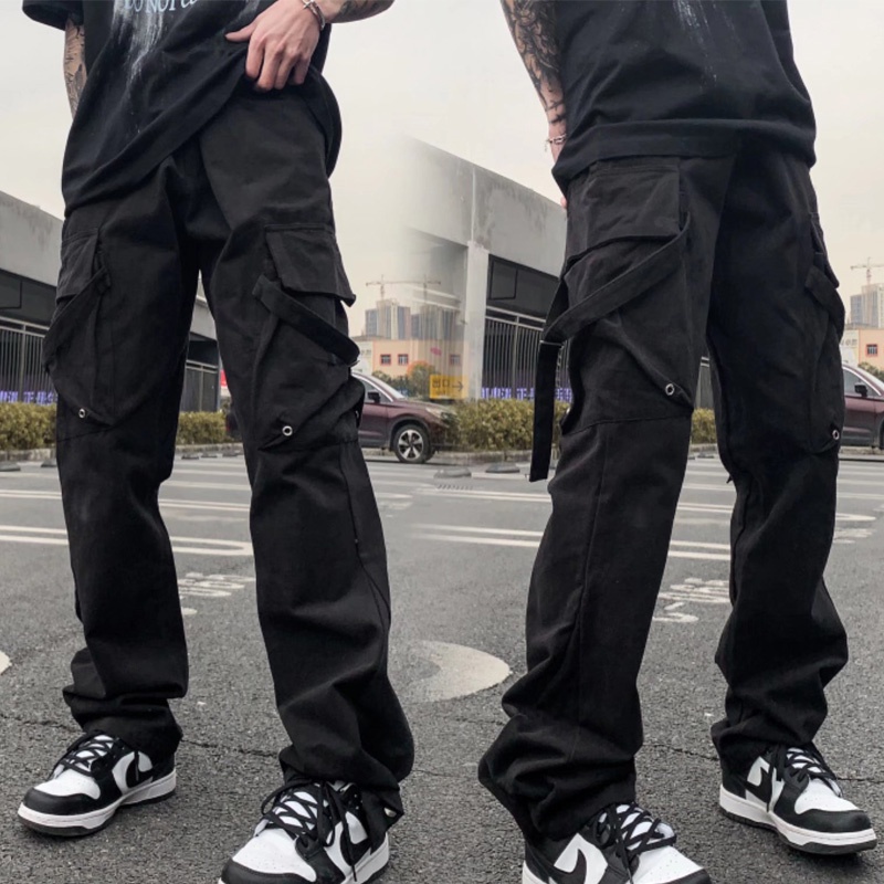 American Hip Hop Loose Cargo Pants Men Clothing, Khaki Pants Men Pockets