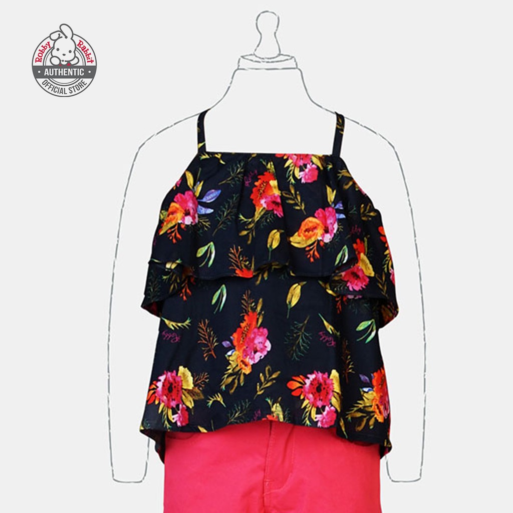 Robby Rabbit Island Blooms Woven Blouse (Navy Blue) | Shopee Philippines