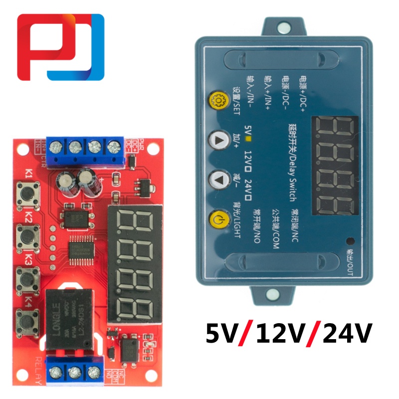 DC 5V 12V 24V 10A Adjustable Time Delay Relay Module LED Digital ...