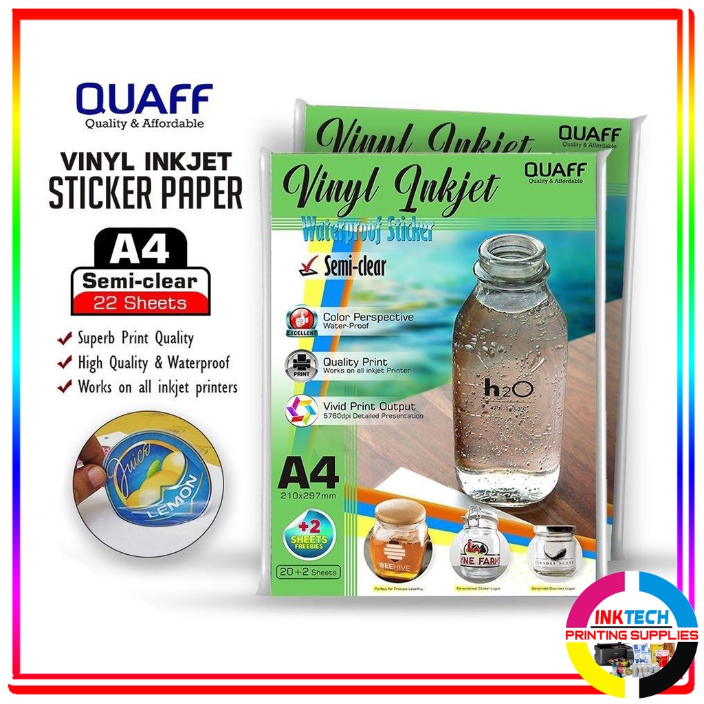 QUAFF Transparent Waterproof vinyl inkjet sticker | Shopee Philippines