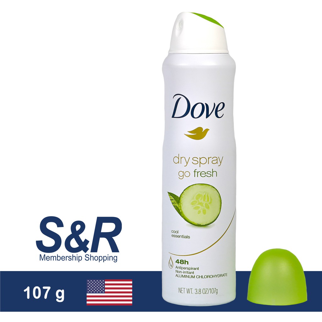 Dove Dry Spray Go Fresh Cool Essentials Cucumber and Green Tea Scent Deodorant 107 g Shopee