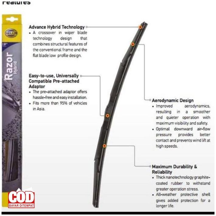 Hella Razor Hybrid Wiper Honda Brio Mobilio Brv ((Code 001) Shopee