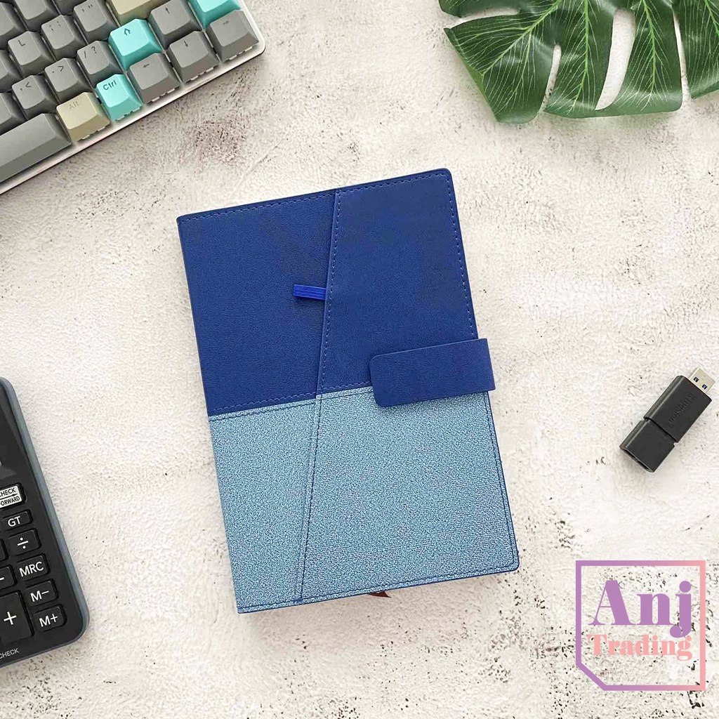 PERSONALIZE NAME Leather Notebook Journal w/ Side Pocket and