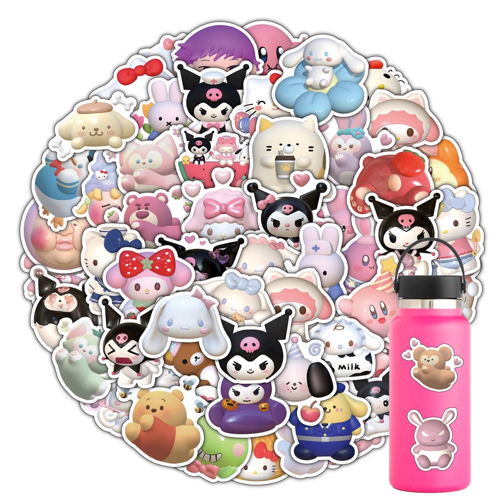 60PCS 3D Cartoon Sanrio Kuromi Melody Stickers For Scrapbooking Water ...