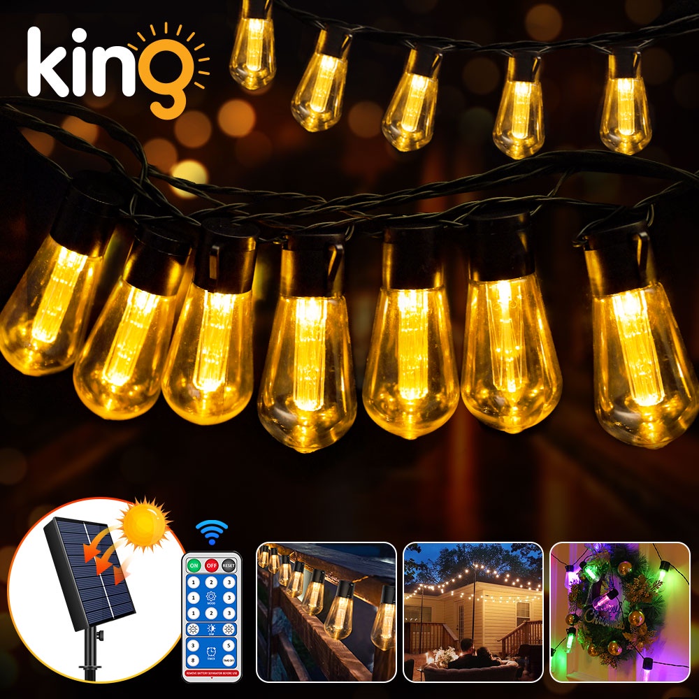 Solar Outdoor String Lights, 26FT S14 Waterproof patio string lights