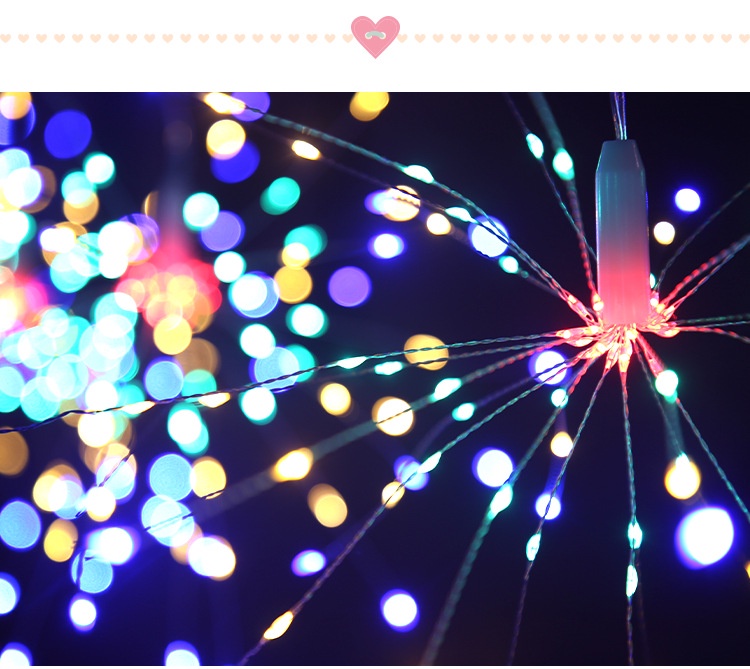 Hanging Starburst String Light Firework Copper Fairy Garland Christmas ...
