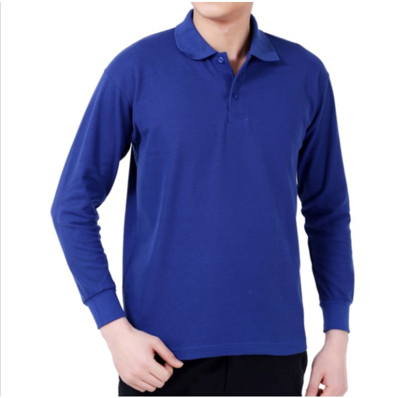 Men's polo shirt Q2 Long sleeve cotton with collar plain.size extra ...