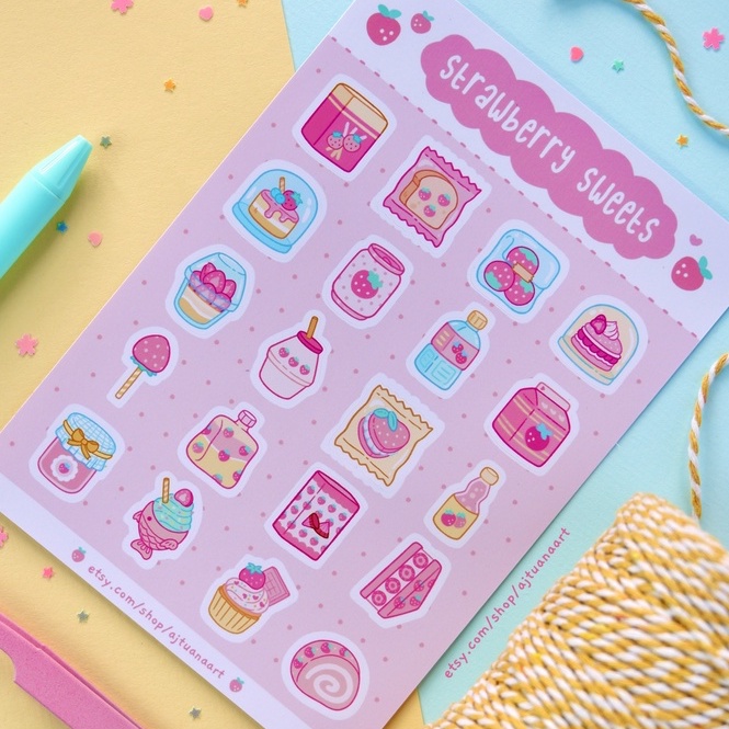 Ajtuana Kawaii Korean Aesthetic Journal Sticker Sheet / Dreamy Flower ...