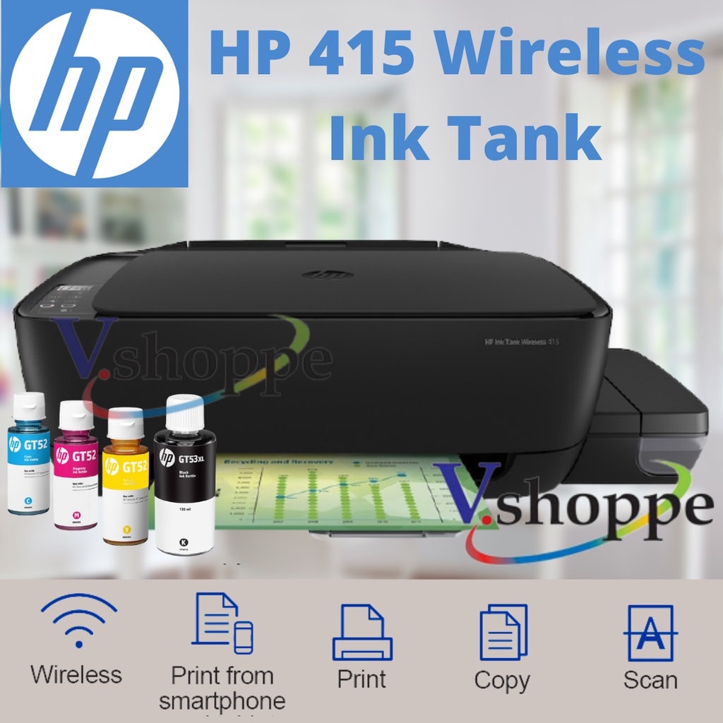 Genuine HP Smart Ink Tank 415 Wireless WiFi AIO Continuous Ink Printer  Included One set of Ink