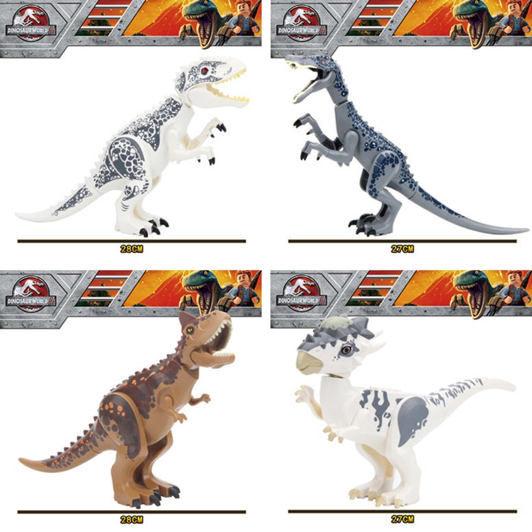 4pcs sets Dinosaur Big Size Jurassic World Jurassic Park Building Model Spinosaurus Tyrannosaurus Carnotaurus Assembled Puzzles Educational Toy