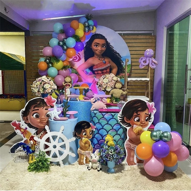 69pcs Disney Moana Theme Party Balloons 32inch Pink Number Foil Ballons