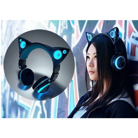 Cat Ear Headset Glow Foldable Headphone Gaming Headset Shopee