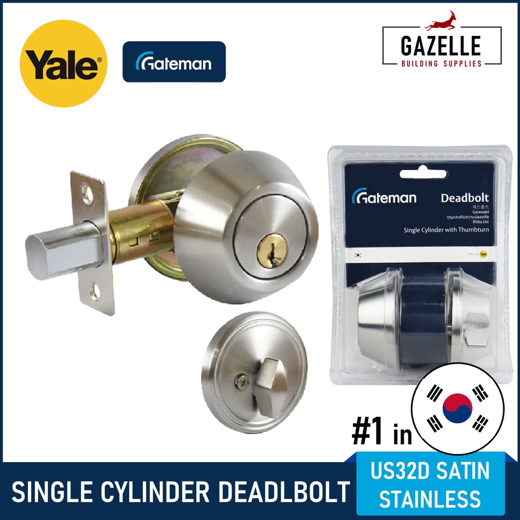 Yale Round Cylinder Dead Bolt Gateman Deadbolt Stainless Antique Brass Single Double V8111 3865