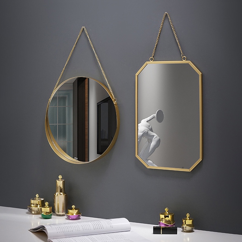 Dailyhome Decorative Hanging Wall Mirror Metal Frame Mirrors Bathroom