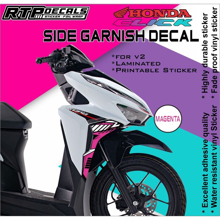 Side Garnish Decals Sticker for Honda Click V2 ( Printed and Laminated ...