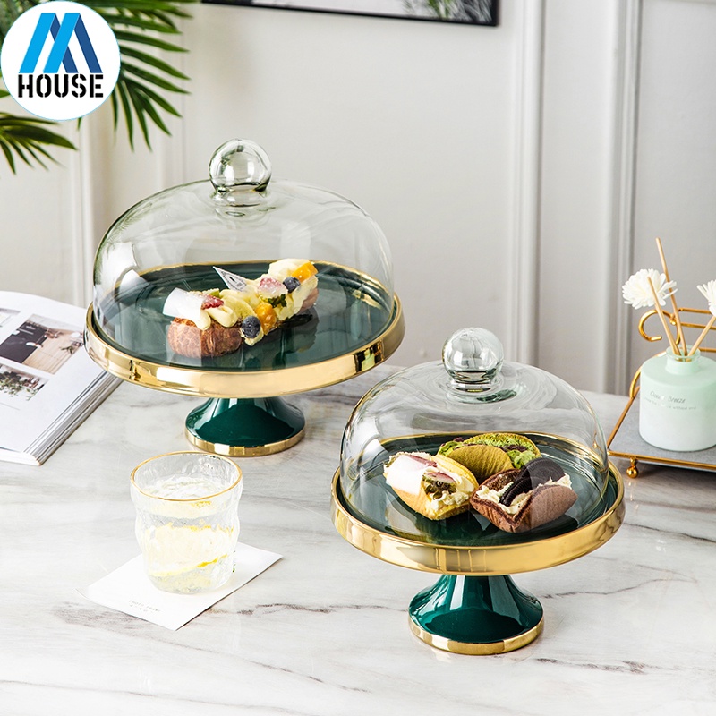 thumbnail interactive-video image 1 of 32cm Glass Cake Stand With Pedestal, Footed Display Plate For Desserts, Cupcakes, Muffins, Clear 1 of 2