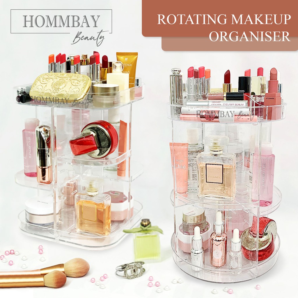 Acrylic 360 Rotation Rotating Cosmetic Organizer Organiser Makeup ...