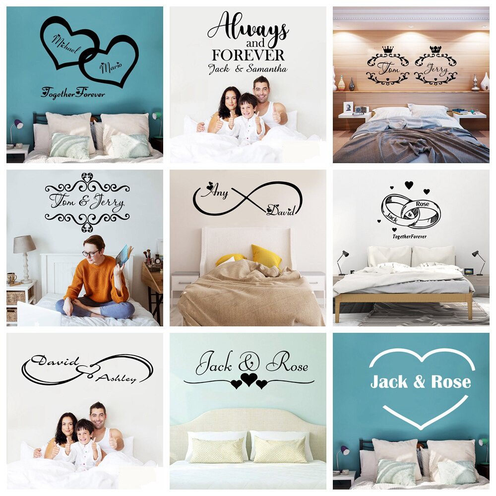 Personalized custom name vinyl wall sticker loving heart Home Decor ...