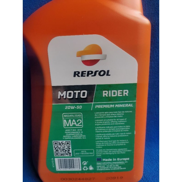 Repsol motorcycle oil Raider premium 4T 20w-50 1liter | Shopee Philippines