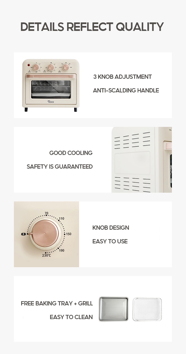Tixx Air Fryer Oven Toaster for Baking With Timer DoubleDeck 15L