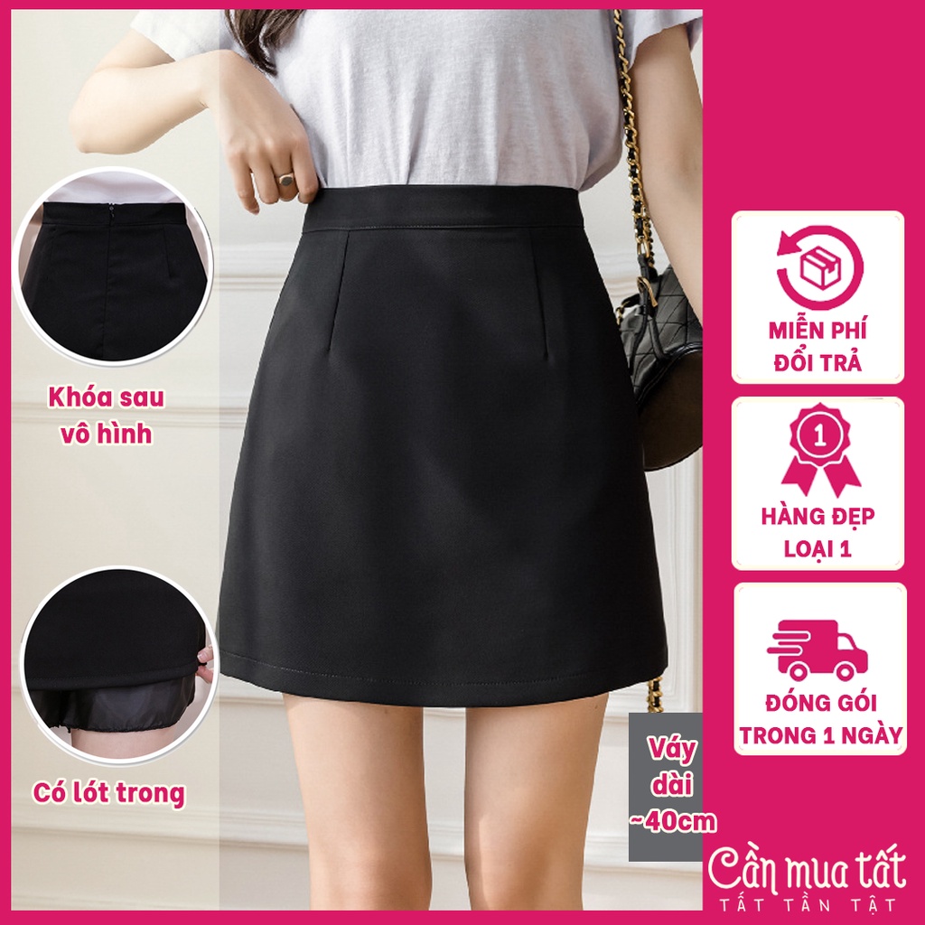 Solid A-Line Short Skirt